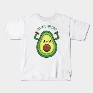 AVOCARDIO, cute avocado  lifting weights Kids T-Shirt